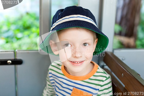 Image of cute boy in the train