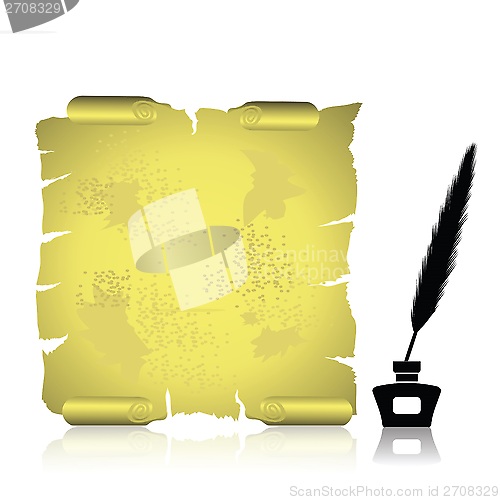 Image of feather and scroll