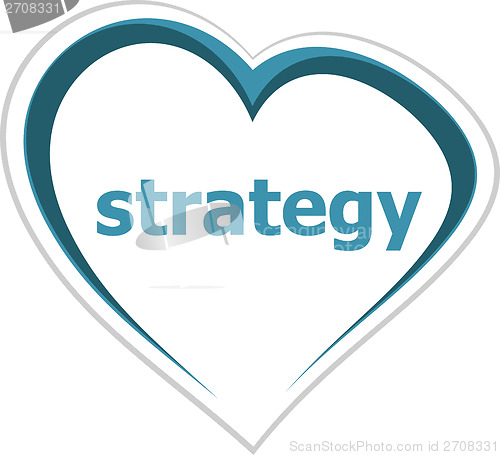 Image of marketing concept, strategy word on love heart