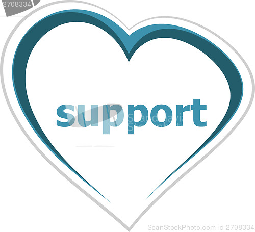 Image of internet concept, support word on love heart