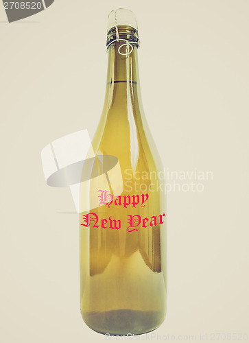 Image of Retro look Bottle of wine Happy new year