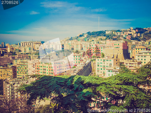 Image of Retro look View of Genoa Italy