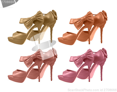 Image of shoes with a bow on a white background. pastels 