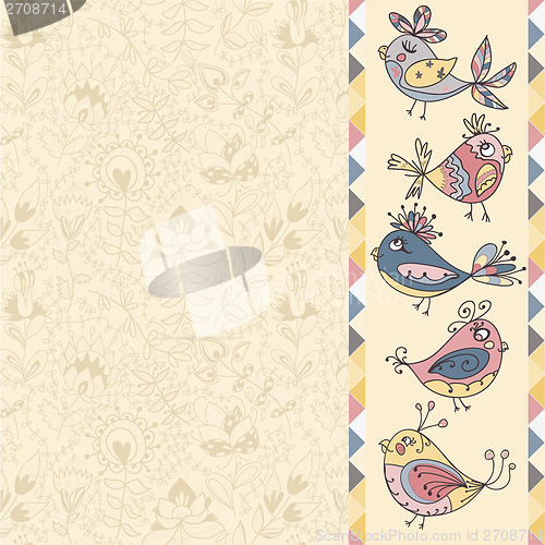 Image of greeting card with flowers and bird