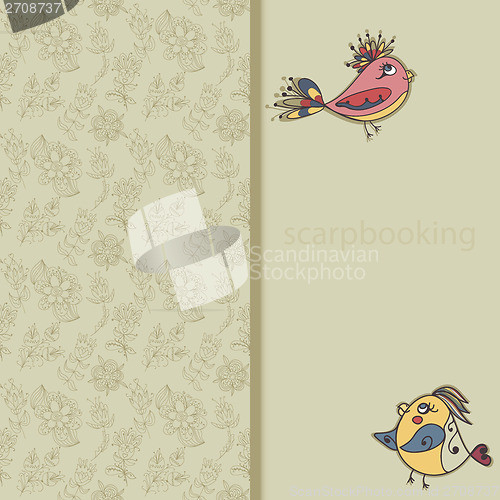 Image of greeting card with flowers and bird