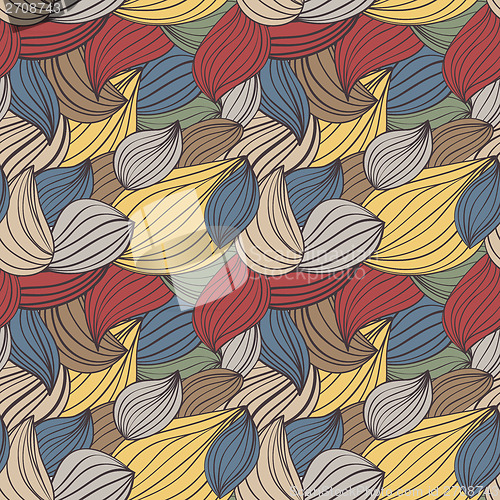 Image of Seamless wave hand-drawn pattern, waves background