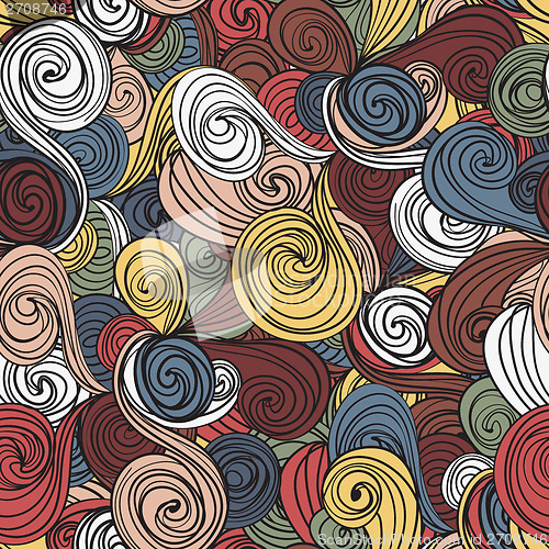 Image of Seamless wave hand-drawn pattern, waves background