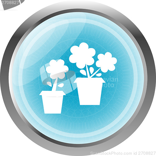 Image of Flowerpot with flower icon isolated on white