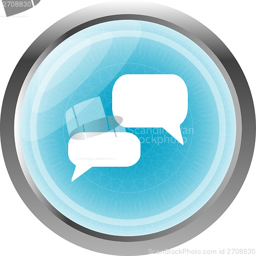 Image of white bubble speech set icon, web button