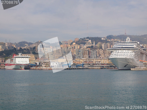 Image of View of Genoa Italy from the sea