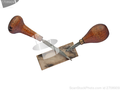 Image of vintage gravers over stone