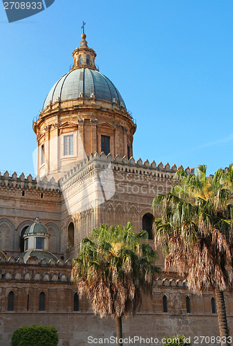 Image of Italy. Sicily island. Palermo city. Cathedral at sunset