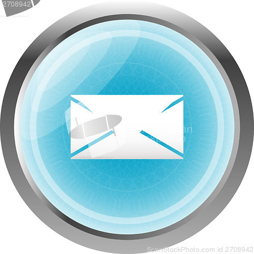 Image of envelope icon glass, button isolated on white background