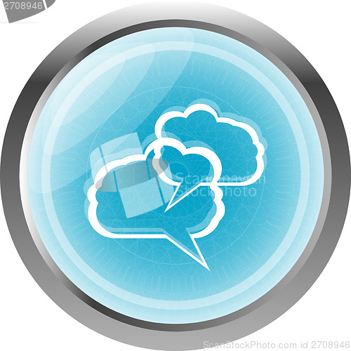 Image of abstract cloud set on web icon button isolated on white