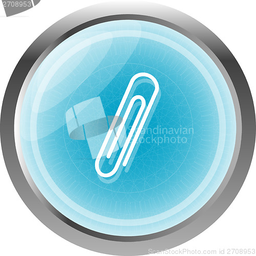 Image of clip sign on web icon button isolated on white