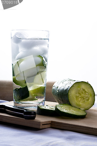 Image of Refreshing glass of cucumber water.