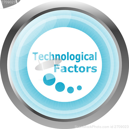 Image of technological factors web button, icon isolated on white