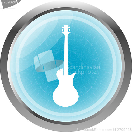 Image of electric guitar icon button isolated on white