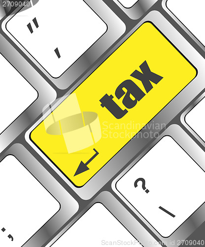 Image of Tax Refund - Orange Button on Computer Keyboard. Internet Concept