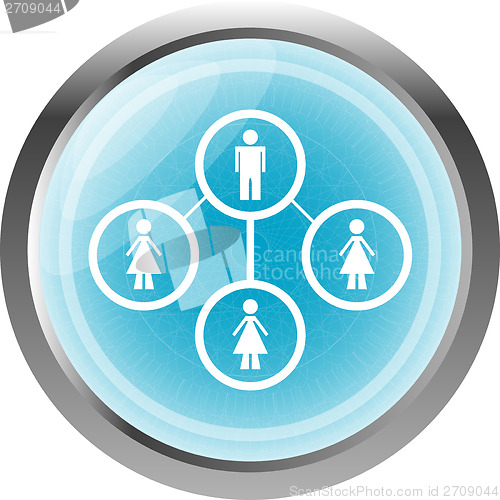 Image of icon button with network of man inside, isolated on white