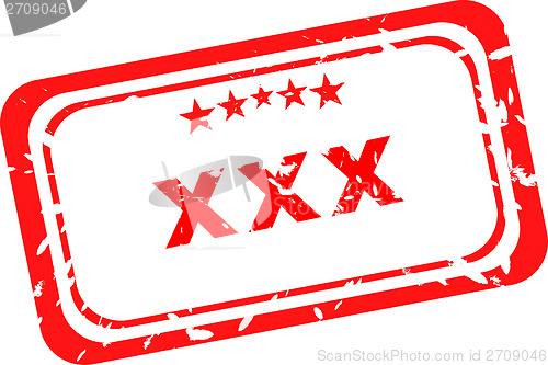 Image of XXX Rubber Stamp over a white background.