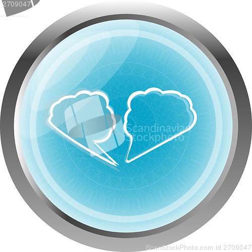 Image of abstract cloud on web icon button isolated on white