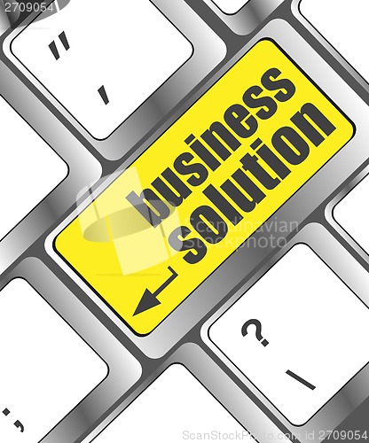 Image of Computer keyboard with business solution key. business concept