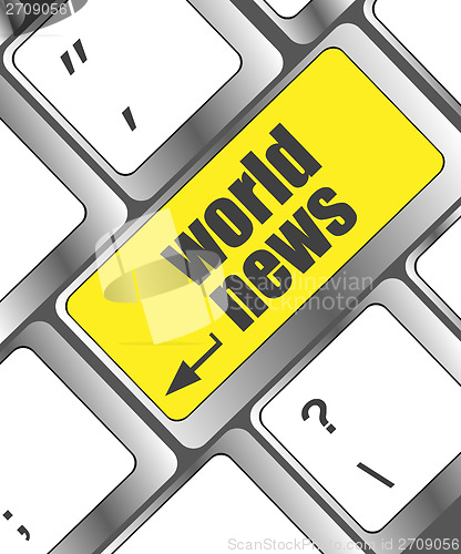 Image of words world news on computer keyboard key