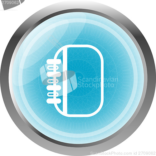 Image of Button web icon with folder (book) isolated on white