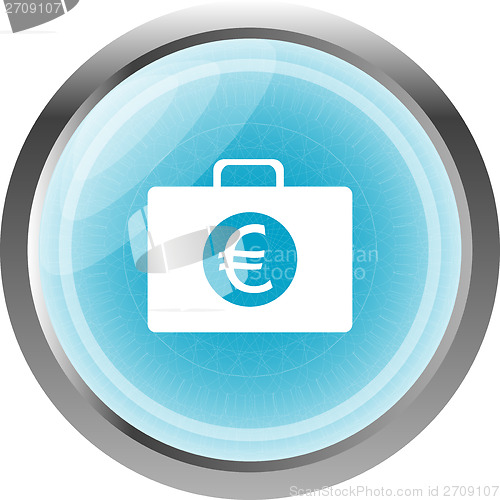 Image of euro case button, financial icon isolated on white background