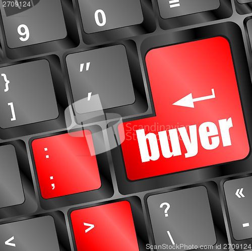 Image of buyer button on keyboard key - business concept