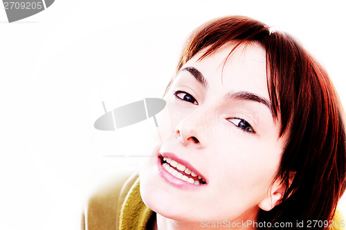 Image of Young woman in bed