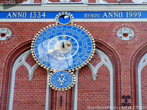 Image of Old clock on Riga landmark