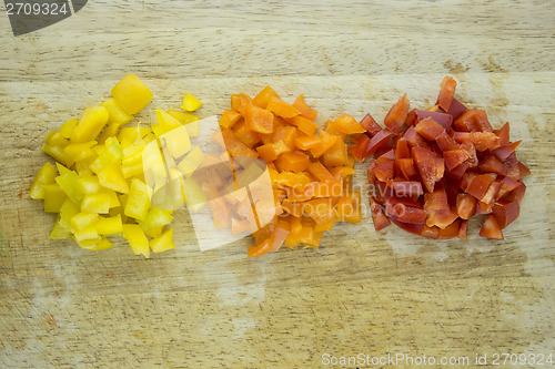 Image of slices of colorful sweet bell pepper