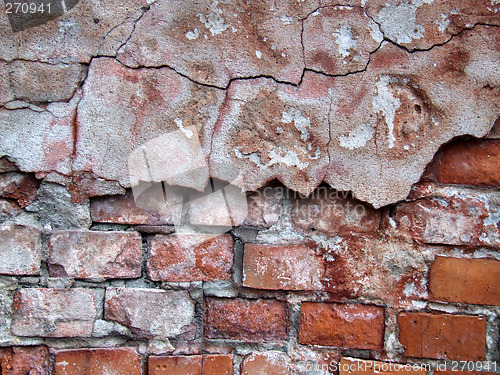 Image of Red crumbling wall decay