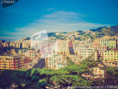 Image of Retro look View of Genoa Italy