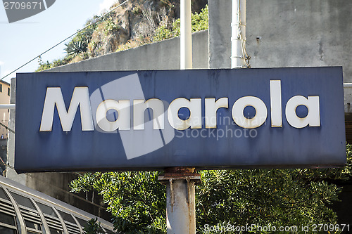 Image of Manarola Station train sign