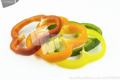 Image of slices of colorful sweet bell pepper