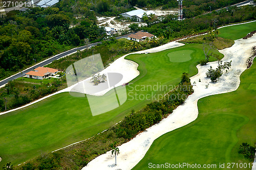 Image of Flying over golf course