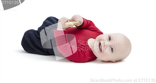 Image of smiling toddler isolated in white background