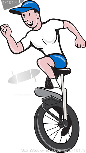 Image of Cyclist Riding Unicycle Cartoon