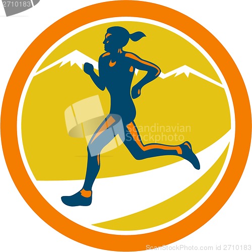 Image of Female Triathlete Runner Running Retro