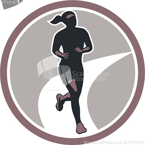 Image of Female Marathon Runner Run Retro