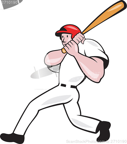 Image of Baseball Player Batting Look Side Isolated Cartoon