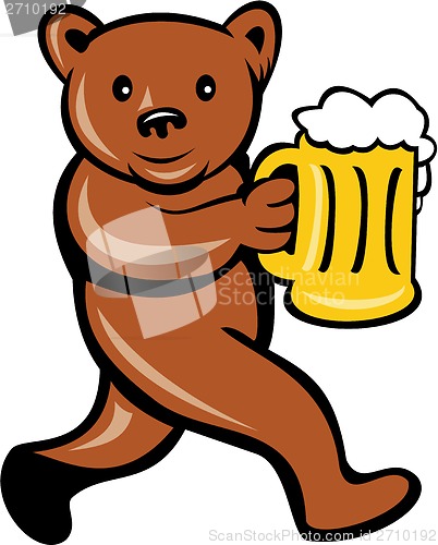 Image of Bear Beer Mug Running Side Cartoon
