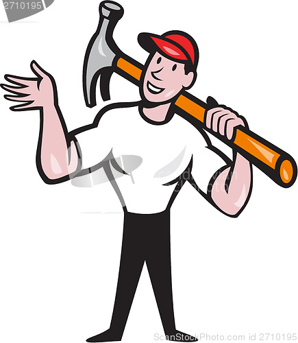 Image of Carpenter Builder Hammer Cartoon