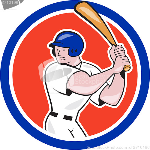 Image of Baseball Player Batting Circle Side Cartoon