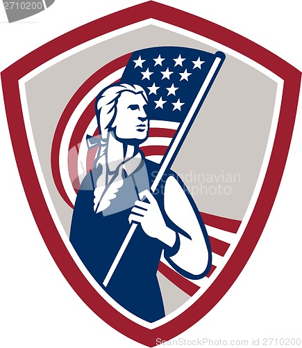 Image of American Patriot Holding USA Flag Shield