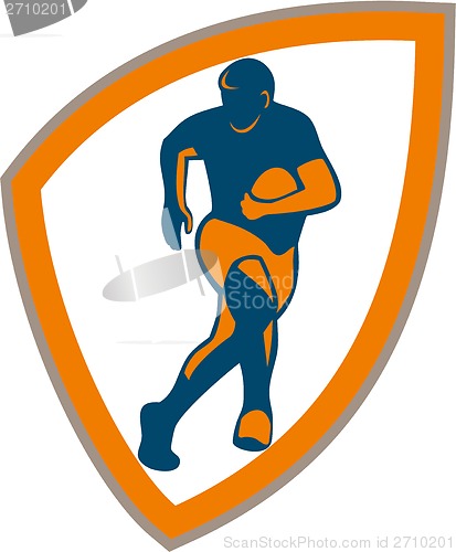 Image of Rugby Player Running Shield Silhouette