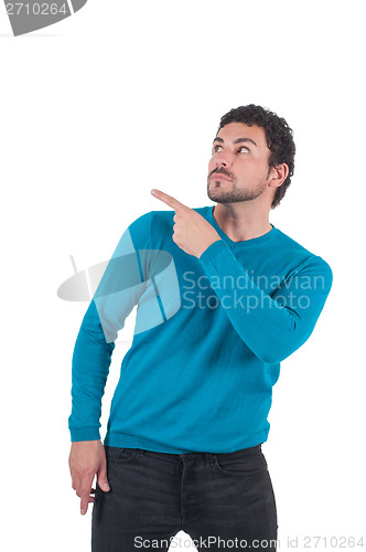 Image of Guy in blue pointing to somewhere